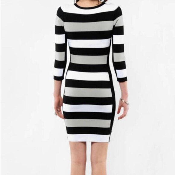 BCBGMAXAZRIA Kendall Striped Knit Bodycon … - Picture 4 of 4